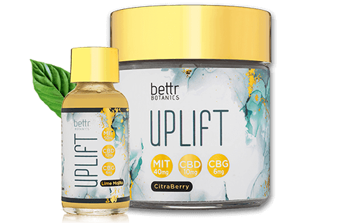 bettr botanics uplift kratom and cbd gummies and shot bottle images